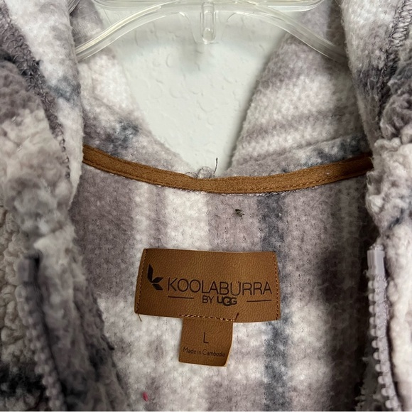 Koolaburra by UGG Brushed Sherpa Hoodie Pullover Portobello Plaid Size L Pockets - Picture 6 of 8